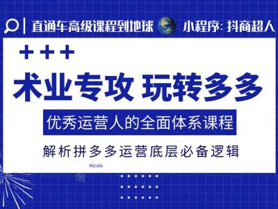 术业专攻玩转多多，优秀运营人的全面体系课程，解析拼多多运营底层必备逻辑-第一资源库