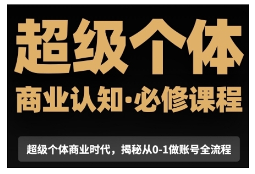 超级个体商业认知觉醒视频课，商业认知·必修课程揭秘从0-1账号全流程-第一资源库
