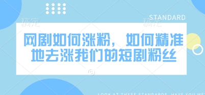 网剧如何涨粉，如何精准地去涨我们的短剧粉丝-第一资源库